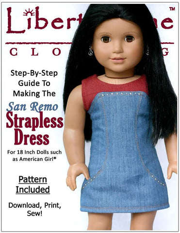 Liberty Jane 18 Inch Modern San Remo Dress 18" Doll Clothes Pattern larougetdelisle