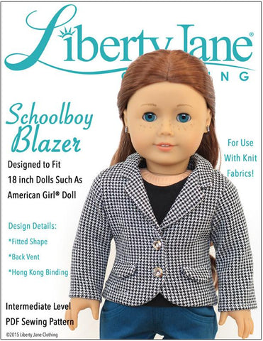 Liberty Jane 18 Inch Modern Schoolboy Blazer 18" Doll Clothes Pattern larougetdelisle