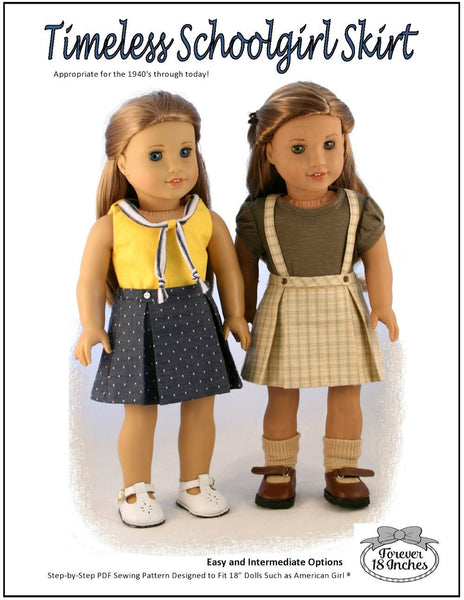 Forever 18 Inches Timeless Schoolgirl Skirt Doll Clothes Pattern 18 