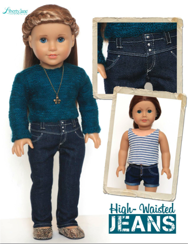 Liberty Jane 18 Inch Modern High-Waisted Jeans 18" Doll Clothes Pattern larougetdelisle