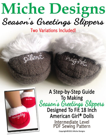 Miche Designs Shoes Season's Greetings Slippers 18" Doll Shoes larougetdelisle