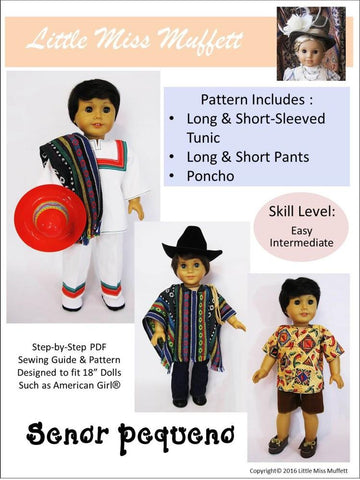 Little Miss Muffett 18 Inch Boy Doll Senor Pequeno 18" Doll Clothes Pattern larougetdelisle