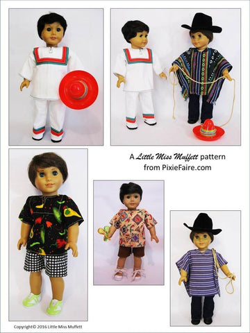 Little Miss Muffett 18 Inch Boy Doll Senor Pequeno 18" Doll Clothes Pattern larougetdelisle