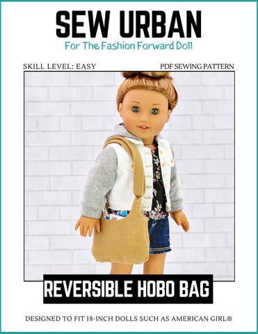 Sew Urban 18 Inch Modern Reversible Hobo Bag 18" Doll Accessories larougetdelisle