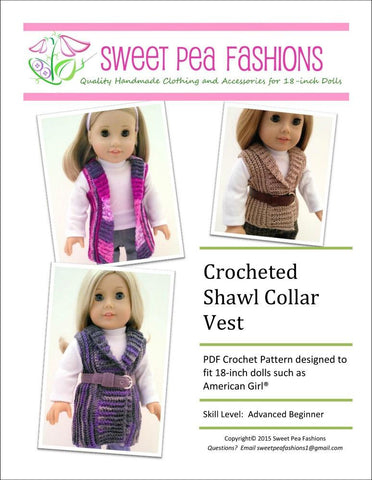 Sweet Pea Fashions Crochet Crocheted Shawl Collar Vest Crochet Pattern larougetdelisle