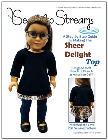 Seams to Streams 18 Inch Modern Sheer Delight Top 18" Doll Clothes Pattern larougetdelisle