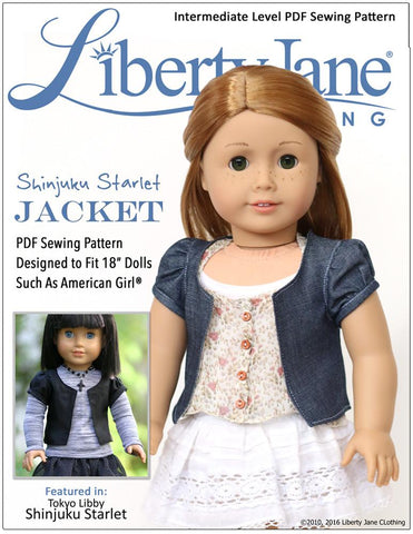 Liberty Jane 18 Inch Modern Shinjuku Starlet Jacket 18" Doll Clothes Pattern larougetdelisle