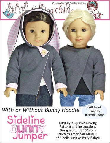 Doll Tag Clothing 18 Inch Modern Sideline Bunny Jumper 18" Doll Clothes Pattern larougetdelisle