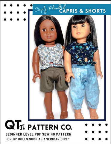 QTπ Pattern Co 18 Inch Modern Simply Pleated Capris and Shorts 18" Doll Clothes larougetdelisle