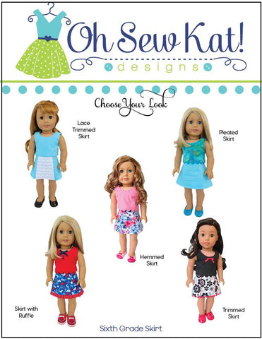 Oh Sew Kat 18 Inch Modern Sixth Grade Skirt 18" Doll Clothes Pattern larougetdelisle