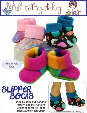 Doll Tag Clothing Shoes Slipper Socks 18" Doll Clothes Pattern larougetdelisle
