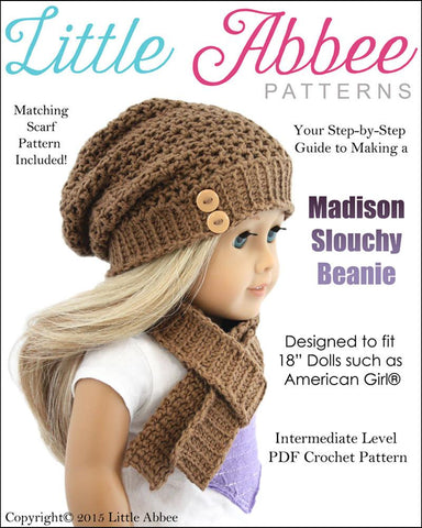 Little Abbee Crochet Madison Slouchy Beanie and Scarf Crochet Pattern larougetdelisle