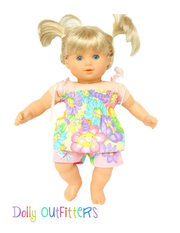 Dolly Outfitters 18 Inch Modern Smocked Sun Top and Shorts 15" and 18" Doll Clothes Pattern larougetdelisle