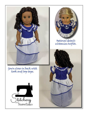 Stitchery By Snowflake 18 Inch Historical Petalos de Princesa 18" Doll Clothes Pattern larougetdelisle