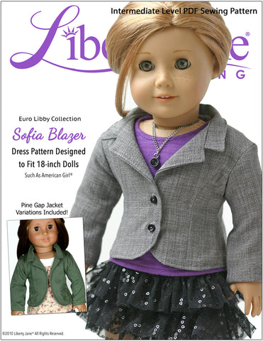 Liberty Jane 18 Inch Modern Sofia Blazer 18" Doll Clothes Pattern larougetdelisle