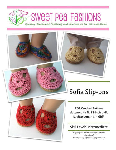 Sweet Pea Fashions Shoes Sofia Crocheted 18" Doll Shoes larougetdelisle