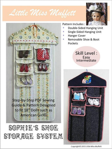 Little Miss Muffett 18 Inch Modern Sophie's Shoe Storage System 18" Doll Accessory Pattern larougetdelisle