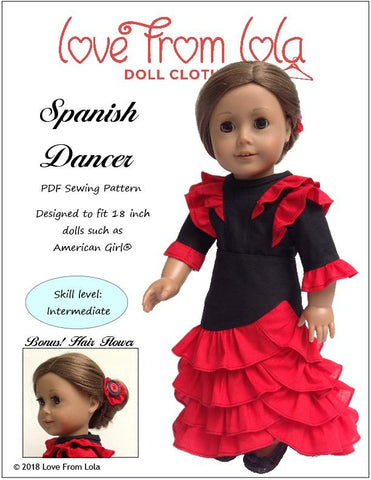 Love From Lola 18 Inch Modern Spanish Dancer 18" Doll Clothes Pattern larougetdelisle