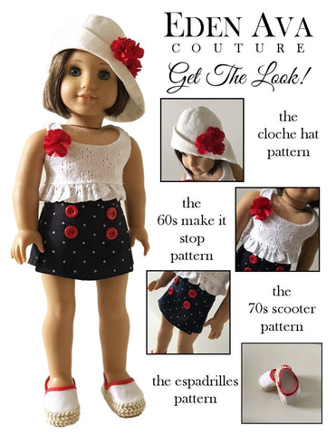 Eden Ava 18 Inch Historical 1960's Make It Stop Beach Outfit 18" Doll Clothes Pattern larougetdelisle