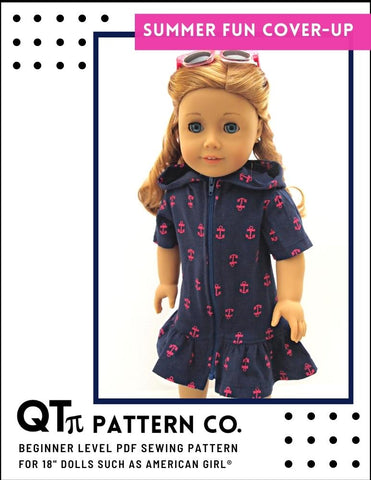 QTπ Pattern Co 18 Inch Modern Summer Fun Cover Up 18" Doll Clothes Pattern larougetdelisle