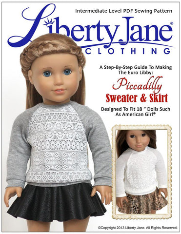 Liberty Jane 18 Inch Modern Piccadilly Sweater and Skirt Bundle 18" Doll Clothes Pattern larougetdelisle