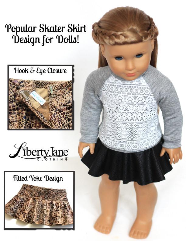 Raglan Sweater And Skater Skirt Bundle 18 Inch Doll Clothes Pattern 