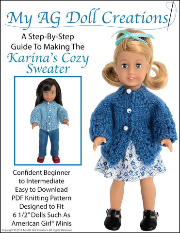 My AG Doll Creations Mini Karina's Cozy Sweater Knitting Pattern For Mini Dolls larougetdelisle