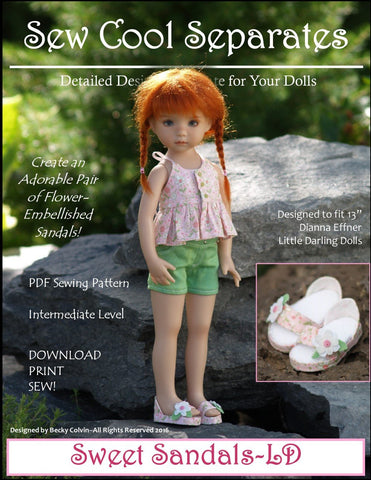 Sew Cool Separates Little Darling Sweet Sandals Pattern for Little Darling Dolls larougetdelisle