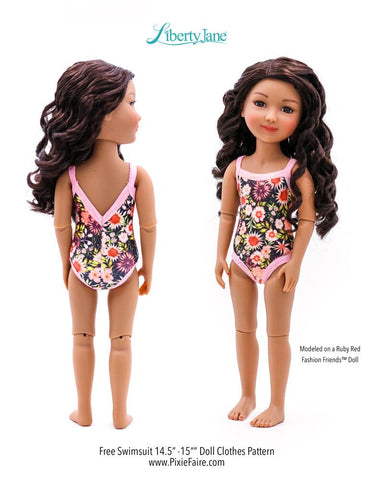 Liberty Jane WellieWishers FREE Swimsuit 14.5"-15" Doll Clothes Pattern larougetdelisle