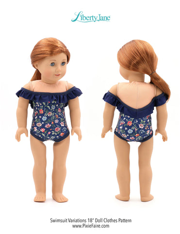 Liberty Jane 18 Inch Modern Swimsuit Variations 18" Doll Clothes Pattern larougetdelisle