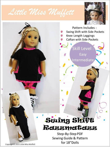 Little Miss Muffett 18 Inch Modern Swing Shift Razzmatazz 18" Doll Clothes Pattern larougetdelisle
