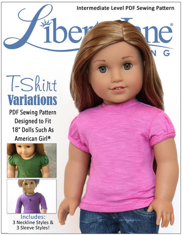 Liberty Jane 18 Inch Modern T-Shirt Variations 18" Doll Clothes Pattern larougetdelisle