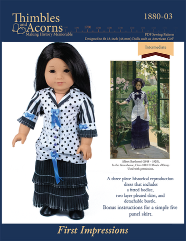 Thimbles and Acorns 18 Inch Historical First Impressions 18" Doll Clothes Pattern larougetdelisle