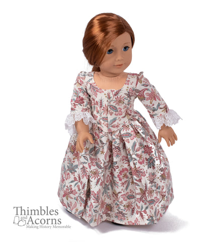 Thimbles and Acorns 18 Inch Historical 1770 En Fourreau Gown 18" Dolls Clothes Pattern larougetdelisle