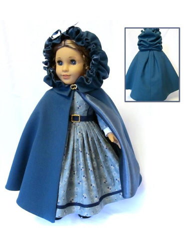 Thimbles and Acorns 18 Inch Historical Irish Kinsale Cloak 18" Doll Clothes Pattern larougetdelisle