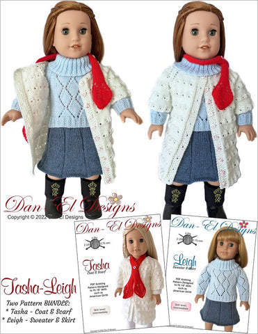 Dan-El Designs Knitting Tasha-Leigh Bundle 18" Doll Clothes Knitting Pattern larougetdelisle