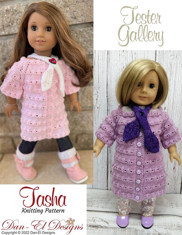 Dan-El Designs Knitting Tasha Coat and Scarf 18" Doll Clothes Knitting Pattern larougetdelisle