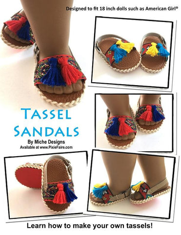 Miche Designs Shoes Tassel Sandals 18" Doll Shoe Pattern larougetdelisle