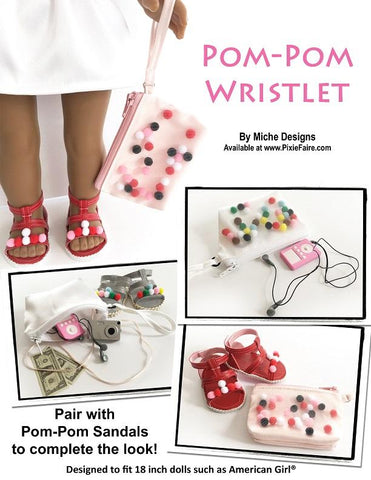 Miche Designs 18 Inch Modern Tassel & Pom-Pom Wristlets 18" Doll Accessory Pattern larougetdelisle