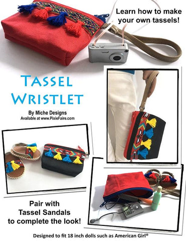 Miche Designs 18 Inch Modern Tassel & Pom-Pom Wristlets 18" Doll Accessory Pattern larougetdelisle