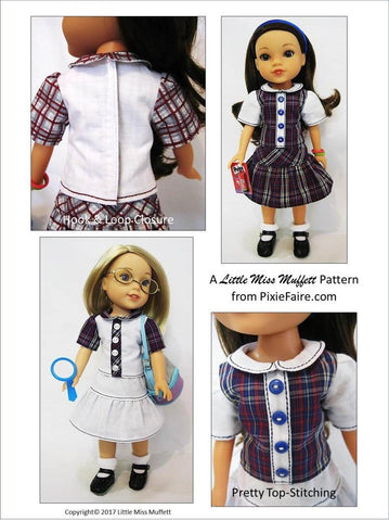 Little Miss Muffett WellieWishers Teacher's Pet 14-14.5" Doll Clothes Pattern larougetdelisle
