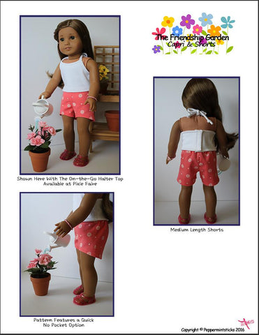 Peppermintsticks 18 Inch Modern The Friendship Garden Capri & Shorts 18" Doll Clothes larougetdelisle