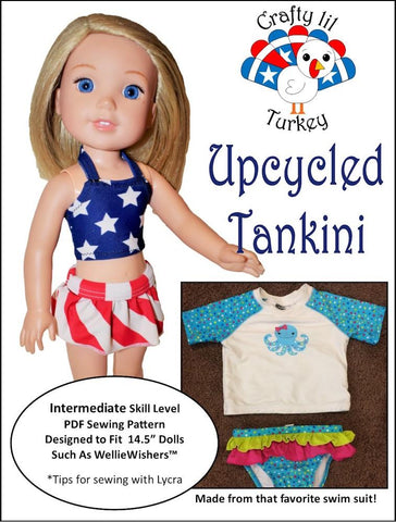 Crafty Lil Turkey WellieWishers Upcycled Tankini 14.5" Doll Clothes Pattern larougetdelisle