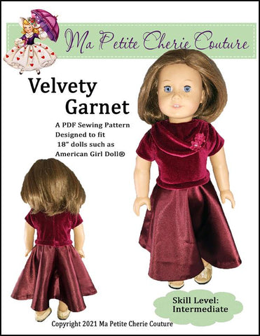 Mon Petite Cherie Couture 18 Inch Modern Velvety Garnet 18" Doll Clothes Pattern larougetdelisle