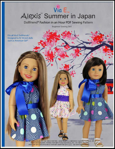 Via E 18 Inch Modern Summer In Japan Dress 18-19" Doll Clothes Pattern larougetdelisle