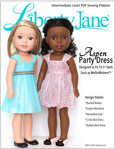 Liberty Jane WellieWishers Aspen Party Dress 14.5 Inch Doll Clothes Pattern larougetdelisle