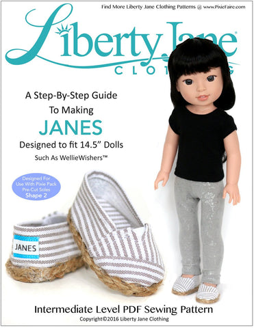 Liberty Jane WellieWishers JANES Shoes 13-14.5 Inch Doll Clothes Pattern larougetdelisle