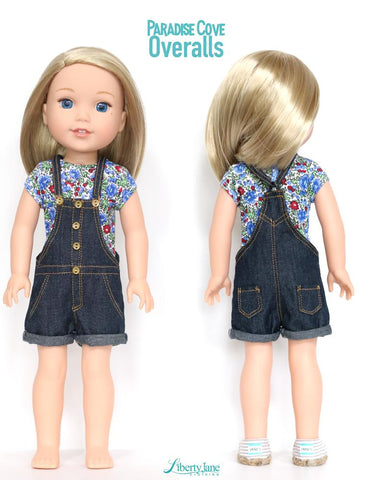 Liberty Jane WellieWishers Paradise Cove Overalls 14 - 14.5 inch Doll Clothes Pattern larougetdelisle