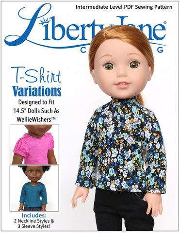 Liberty Jane WellieWishers T-Shirt Variations 14.5 -15 Inch Doll Clothes Pattern larougetdelisle