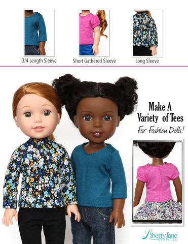 Liberty Jane WellieWishers T-Shirt Variations 14.5 -15 Inch Doll Clothes Pattern larougetdelisle